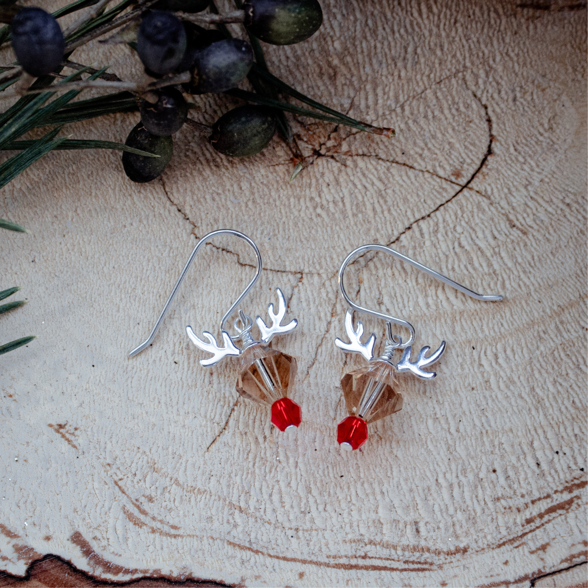 Crystal Reindeer Holiday Earrings