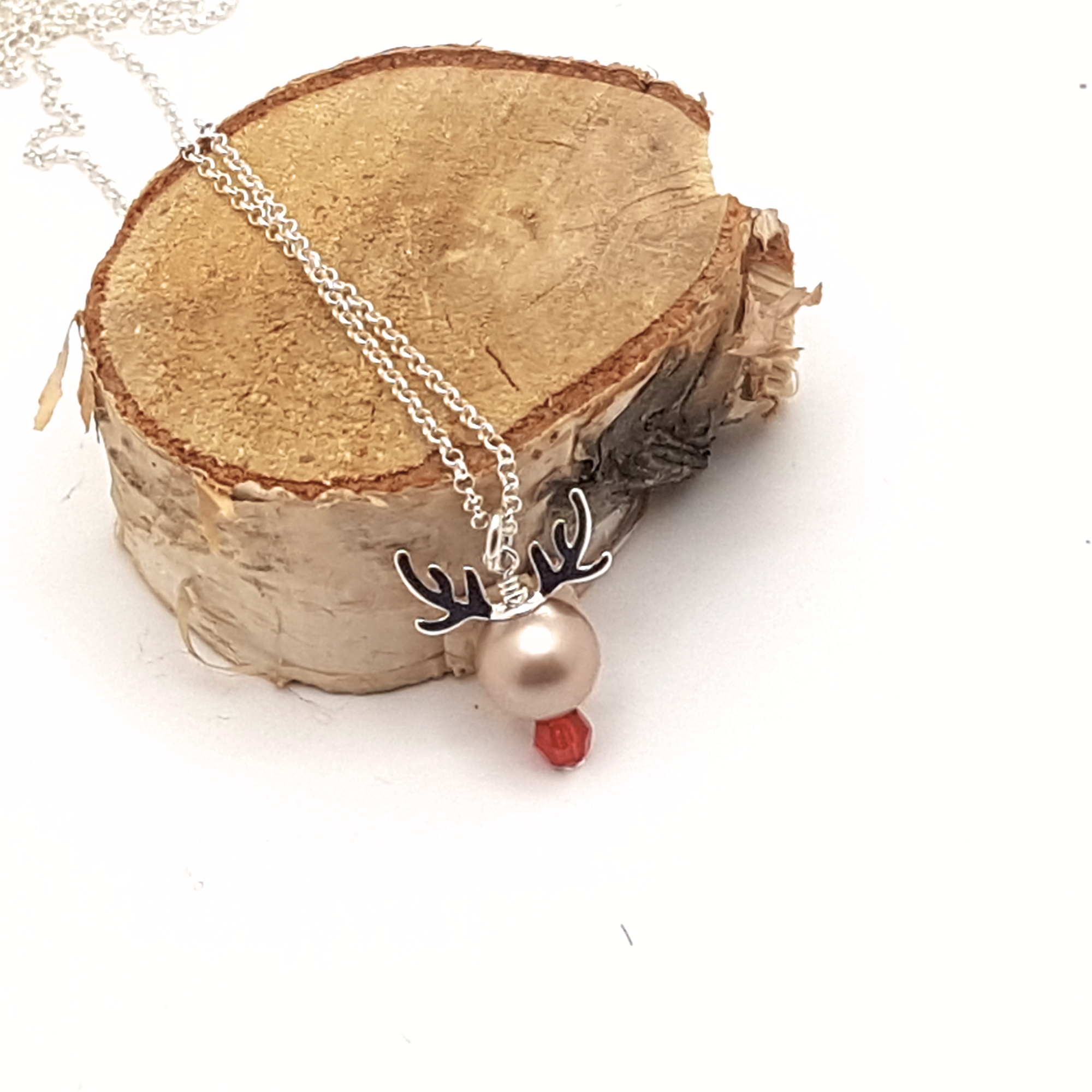 Pearl Reindeer  Holiday Necklace