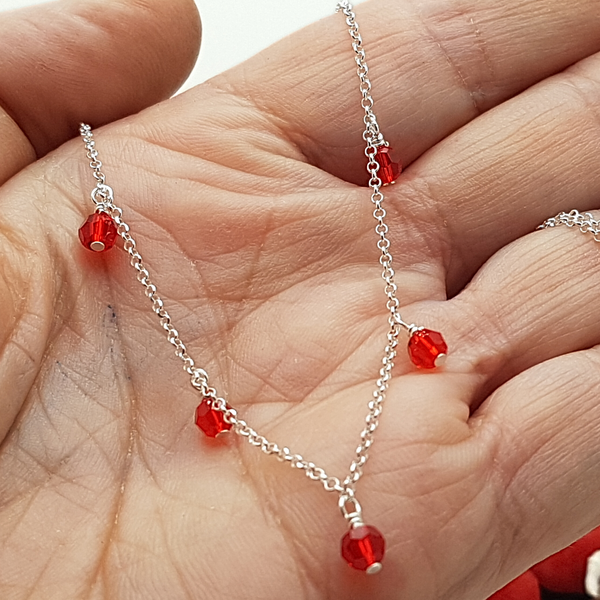 Red Crystal Holiday Gemdrop Necklace - Lorraine Elizabeth Designs