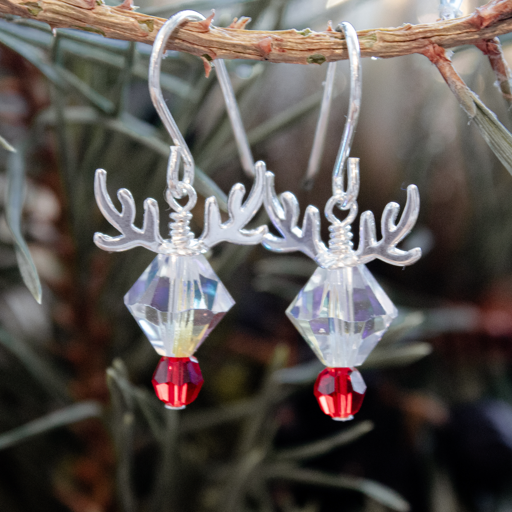 Crystal Reindeer Holiday Earrings