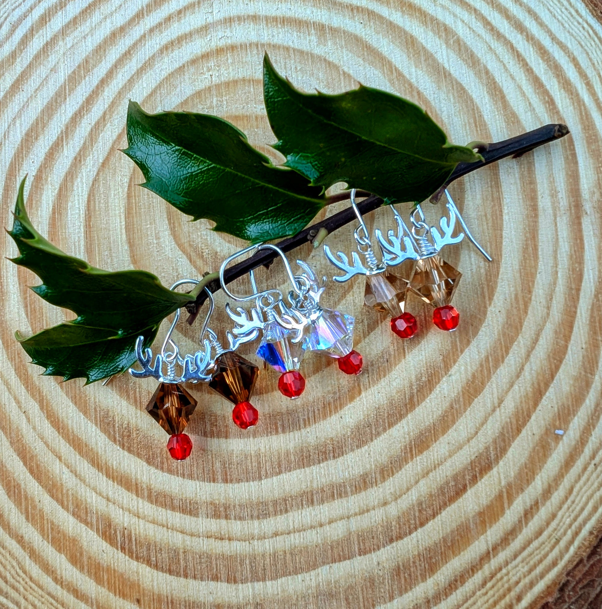 Crystal Reindeer Holiday Earrings