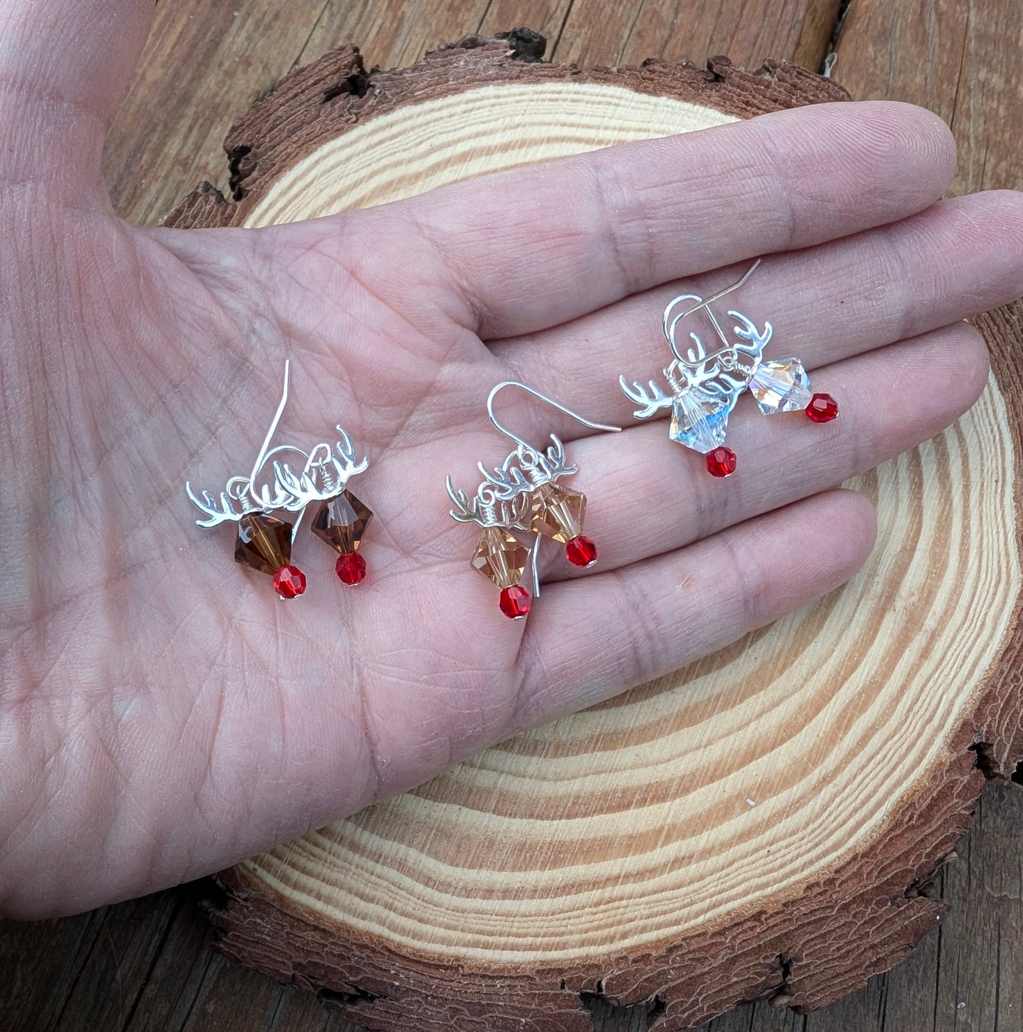 Crystal Reindeer Holiday Earrings