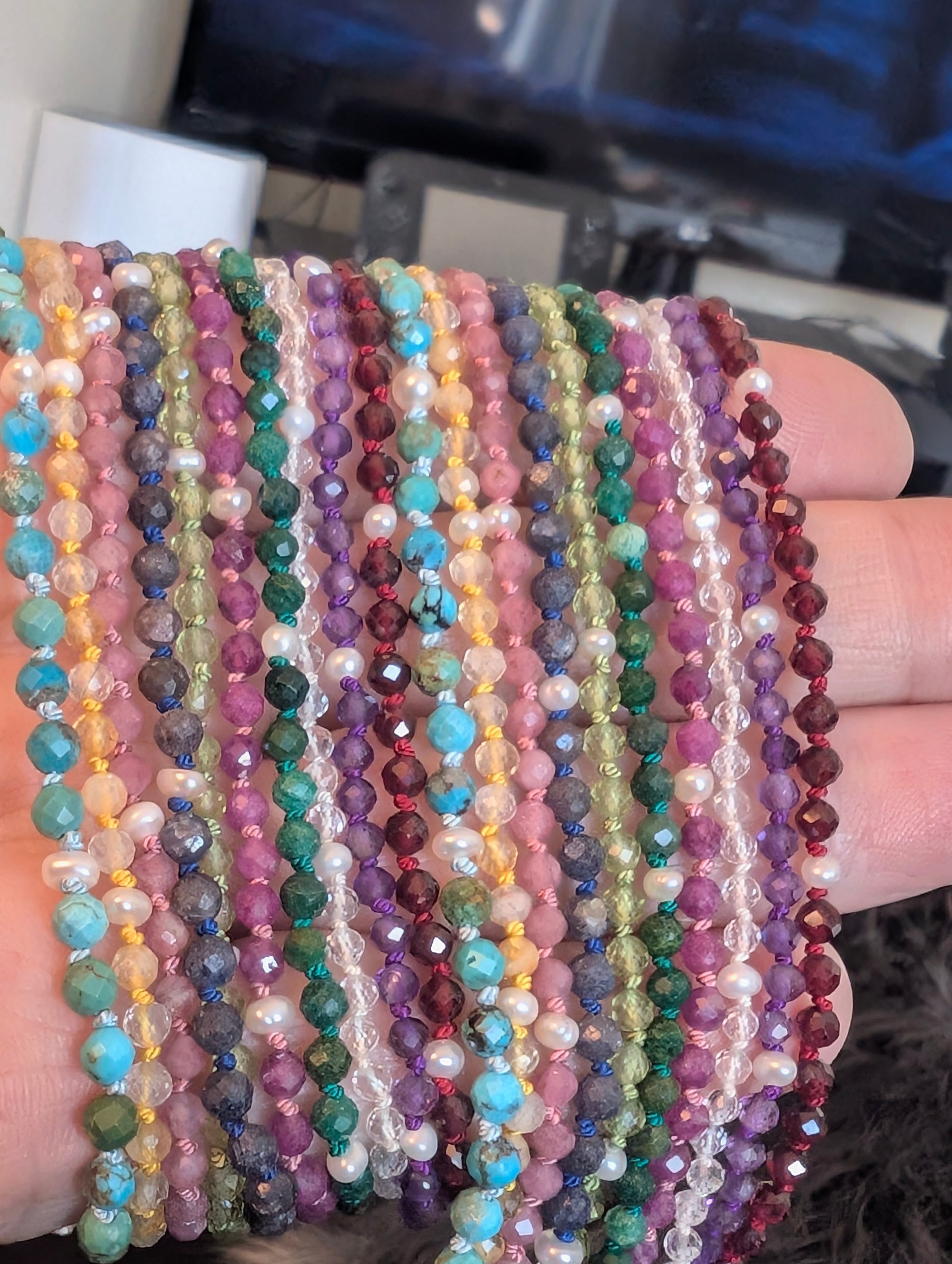 Knotted Birthstone Gemstone Necklaces