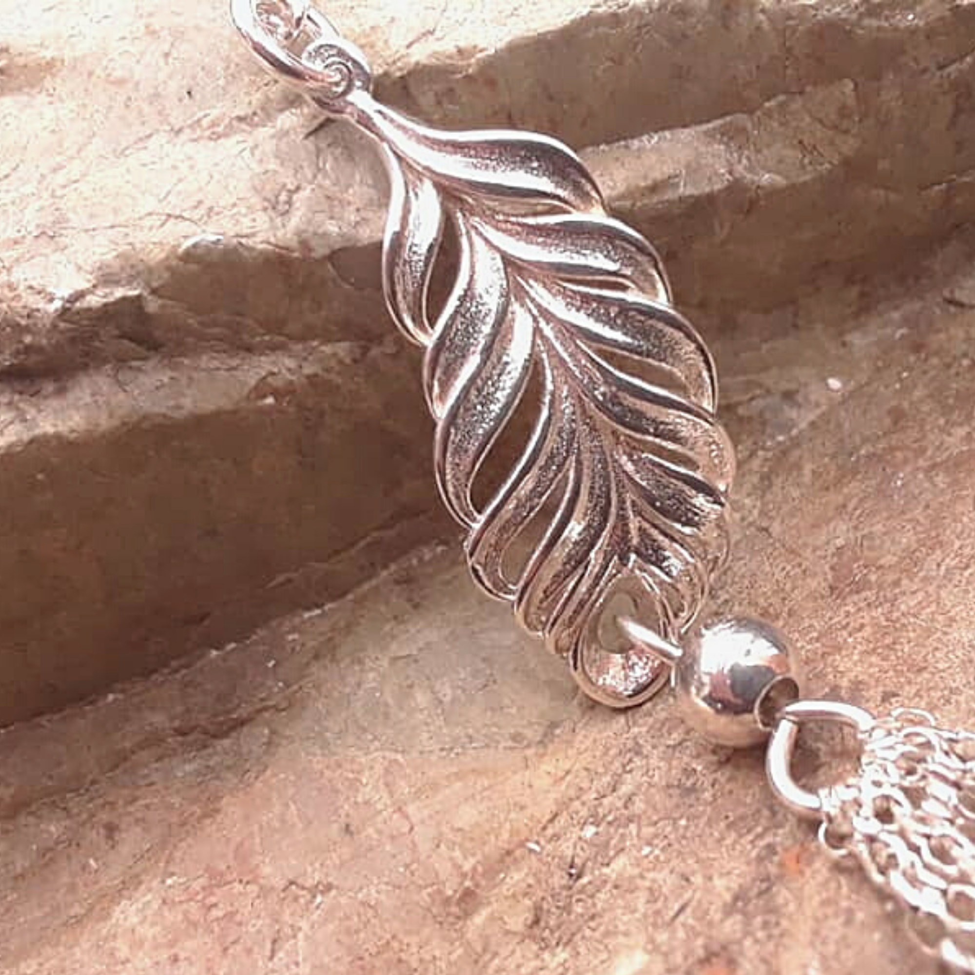 Sterling Silver Feather Tassel Necklace