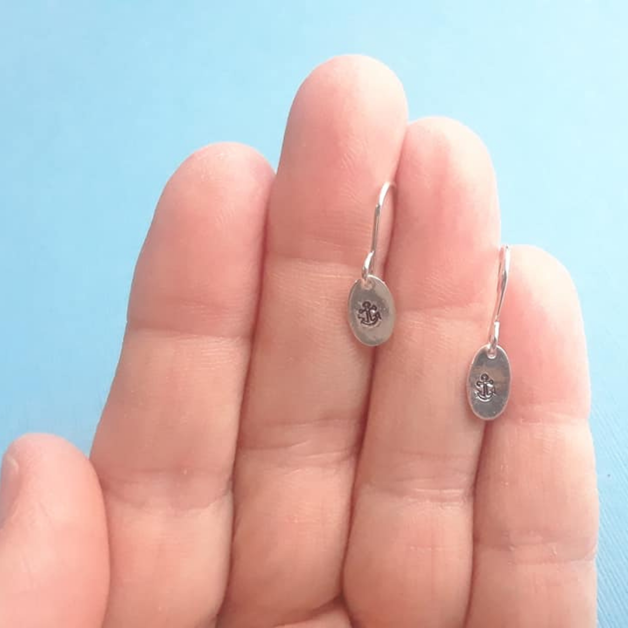 Tiny Anchor Stamped Earrings