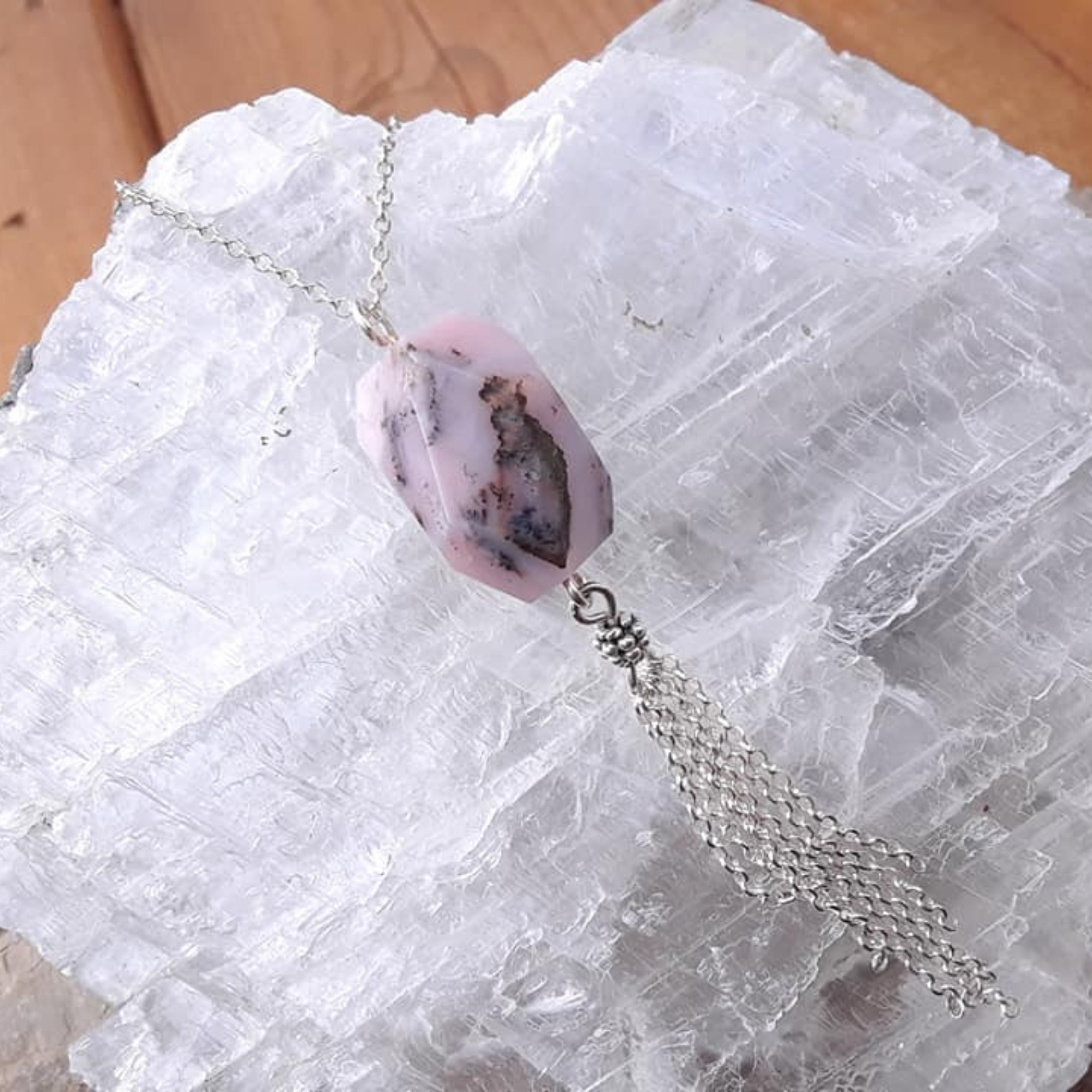 Pink Opal Tassel Necklace